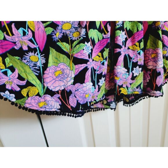 Victoria's Secret XS Fringe Balls Tip Shirt Plunging Neck Multicolor Keyhole Bck - Picture 5 of 8